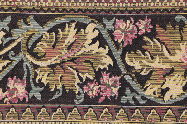 Scalamandre Leaves 6&#39;&#39; Border Tapestry Border Fabric in Black/Gold
