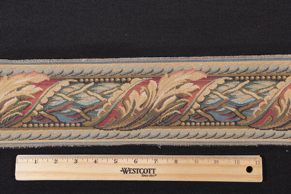 Scalamandre Versilia 4.5&#39;&#39; Border Tapestry Border Fabric in Beige/Red/Blue