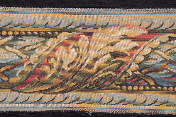 Scalamandre Versilia 4.5&#39;&#39; Border Tapestry Border Fabric in Beige/Red/Blue