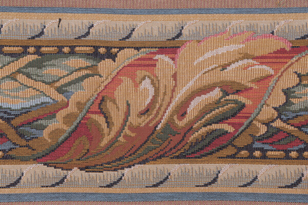 Scalamandre Versilia II 9&#39;&#39; Border Tapestry Border Fabric in Beige/Red/Blue