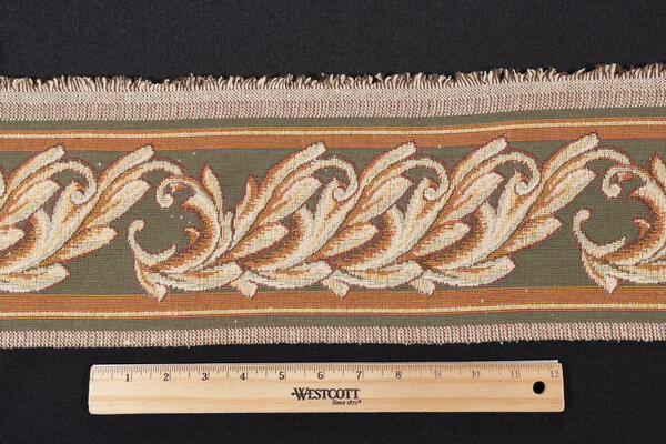 Click for 4 Yards Scalamandre Corinthe Border 6'' Tapestry Border Fabric in Green/Gold Scalamandre Corinthe Border 6'' Tapestry Border Fabric in Green/Gold