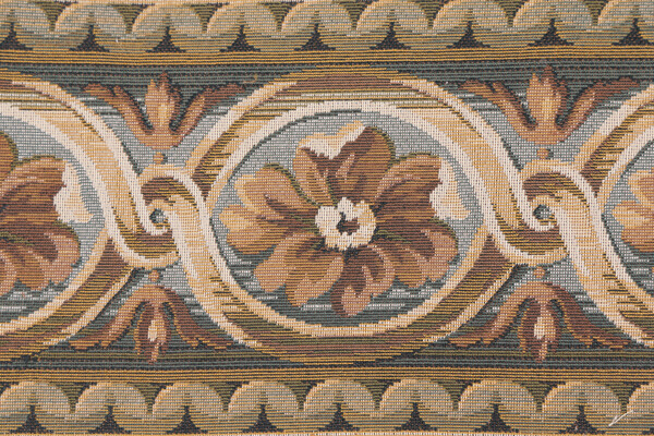 1 Yard Scalamandre Villaro 6&#39;&#39; Border Tapestry Border Fabric in Brown and Gray