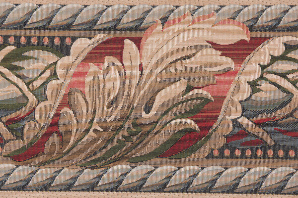 Scalamandre Reubens 6'' Border Tapestry Border Fabric in Beige/Rust/Olive