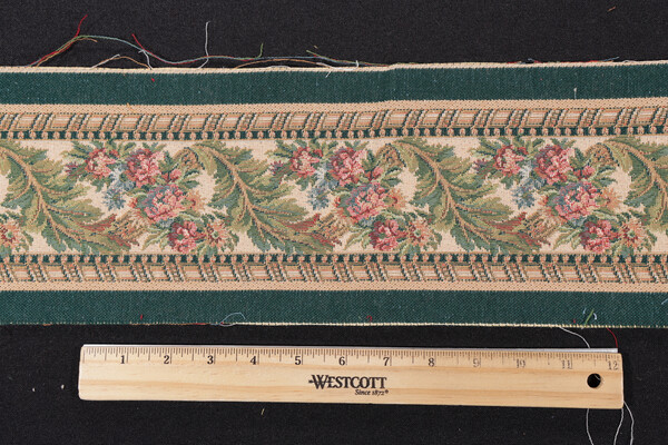 Scalamandre PM Border Seven 4.5&#39;&#39; Tapestry Border Fabric in Green,Cream,Rose