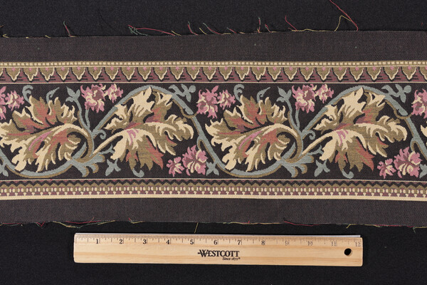 Click for 11.75 Yards Scalamandre Leaves 6'' Border Tapestry Border Fabric in Black/Gold Scalamandre Leaves 6'' Border Tapestry Border Fabric in Black/Gold