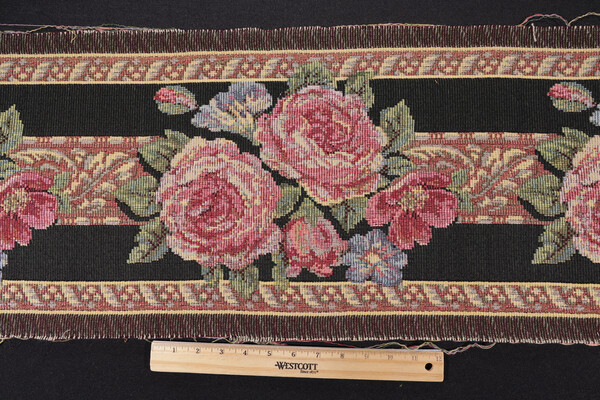 Scalamandre Fiori Grande Border 11&#39;&#39; Tapestry Border Fabric in Black 