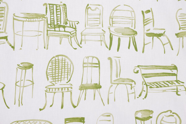 Richloom Chairs Printed Drapery Fabric in Green 