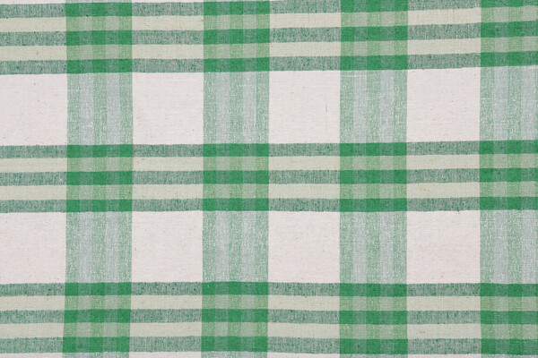 Sample of Grey Watkins Piccolo Plaid Woven Upholstery Fabric in Leaf Green/Ivory 