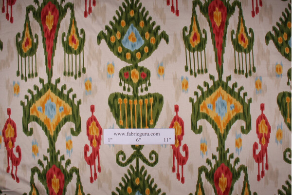 Robert Allen Khandar Ikat Type Print Drapery Fabric in Jewel