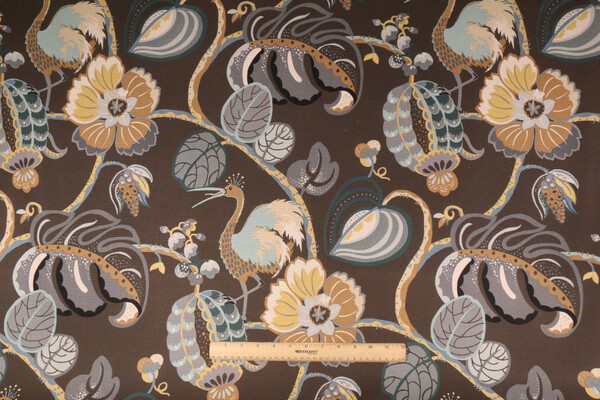 Genevieve Gorder Tropical Fete Printed Cotton Drapery Fabric in Dusk