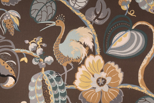 Genevieve Gorder Tropical Fete Printed Cotton Drapery Fabric in Dusk