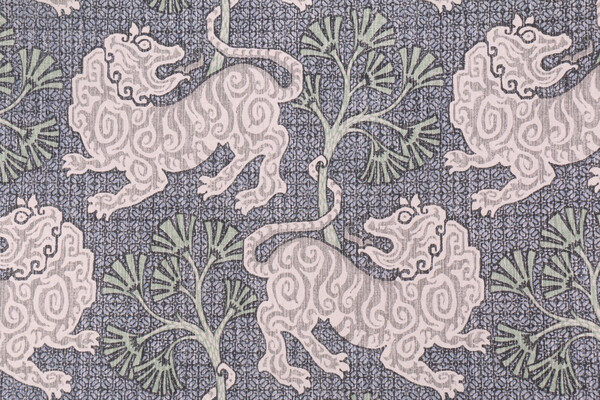 P Kaufmann Lion Dance Printed Cotton Drapery Fabric in Indigo
