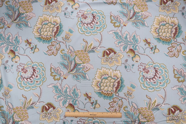 Covington Lourdes Printed Cotton Twill Drapery Fabric in Mineral