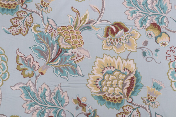 Covington Lourdes Printed Cotton Twill Drapery Fabric in Mineral