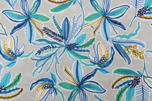 Click for 4.5 Yards Waverly Sunny Daze Printed Polyester Outdoor Fabric in Azure Waverly Sunny Daze Printed Polyester Outdoor Fabric in Azure