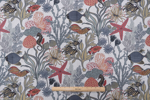 Swavelle/Mill Creek Fish Sticks Tapestry Upholstery Fabric in Marine
