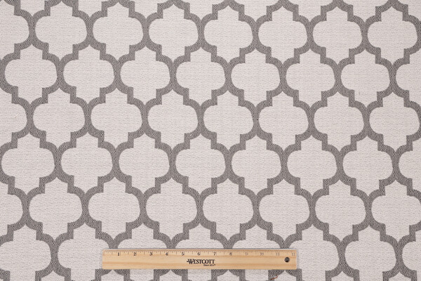 Quatrefoil Woven Upholstery Fabric in Stone