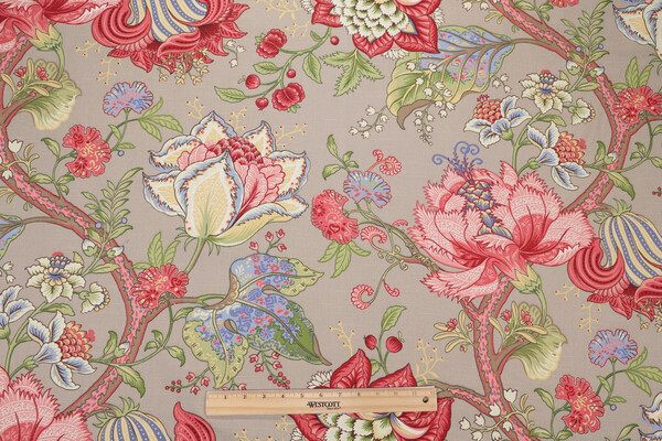 Braemore Floral Printed Drapery Fabric in Vivid
