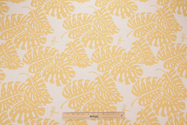 Elephant Leaf Woven Upholstery Fabric in Yellow