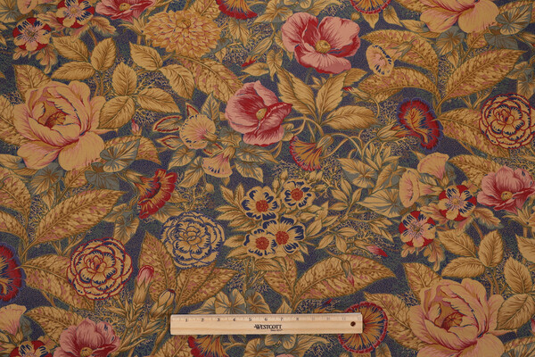 Scalamandre Cannes Printed Drapery Fabric in Blue