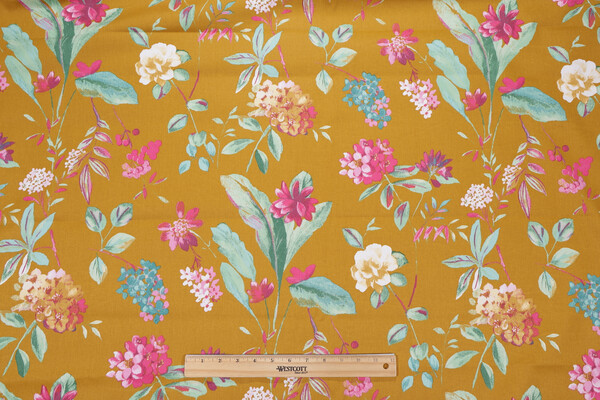 Stof France Berteline Printed Drapery Fabric in Moutarde