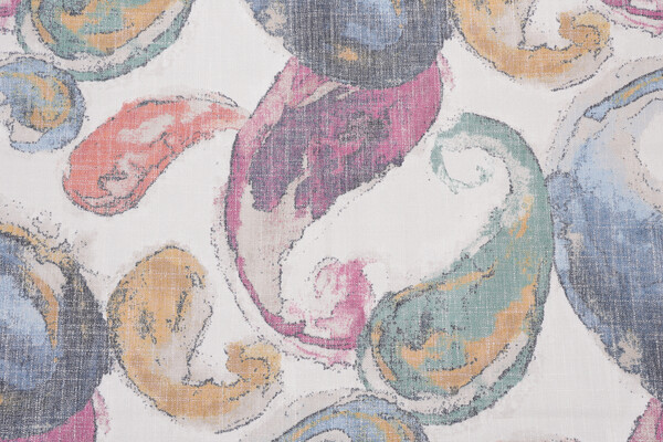 Watercolor Paisley Printed Drapery Fabric in Rainbow