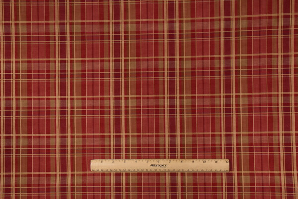 Covington Burgess Plaid Woven Decorator Fabric in Antique Red 137