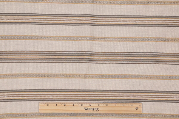 Stripe Woven Chenille Upholstery Fabric in Stone