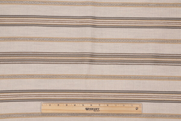 Stripe Woven Chenille Upholstery Fabric in Stone