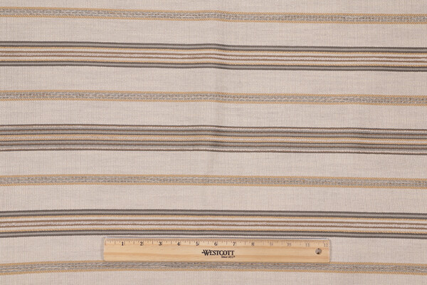 1 Yard Stripe Woven Chenille Upholstery Fabric in Stone