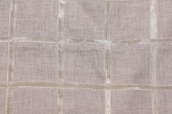 Platinum Box Embroidered Linen Drapery Fabric in Platinum