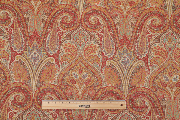Waverly Cashmere Printed Cotton Twill Drapery Fabric in Ruby