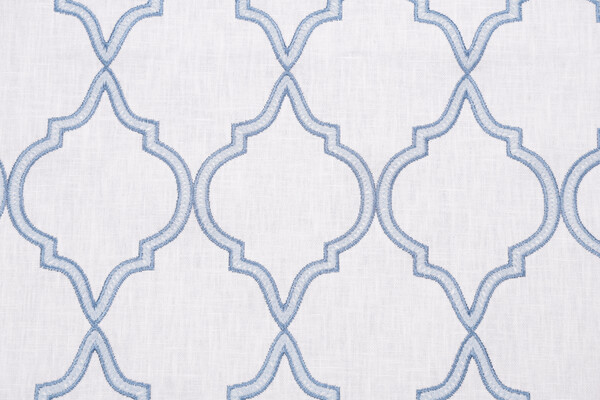Barnes Embroidered Drapery Fabric in Chambray