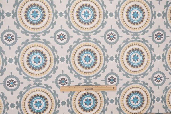 Valiant Fabrics Zanzibar Embroidered Drapery Fabric in Azure