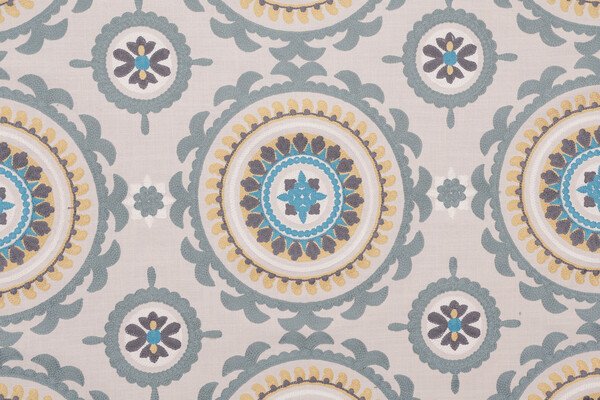 Sample of Valiant Fabrics Zanzibar Embroidered Drapery Fabric in Azure 