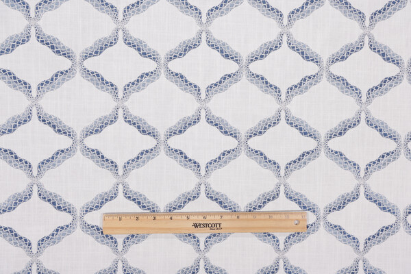 Sample of Valiant Fabrics Reign Embroidered Drapery Fabric in Nautic 