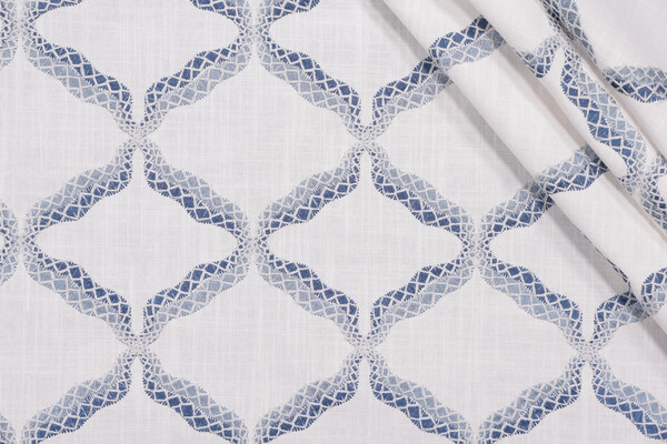 Sample of Valiant Fabrics Reign Embroidered Drapery Fabric in Nautic 