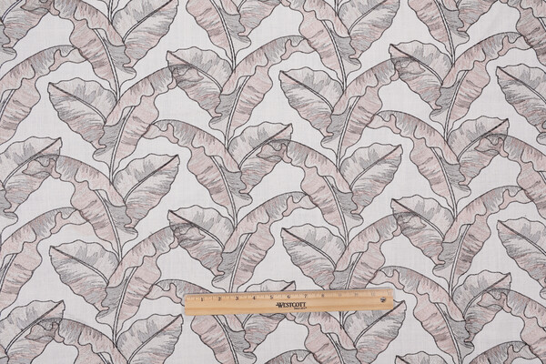Valiant Fabrics Palm Embroidered Drapery Fabric in Blush
