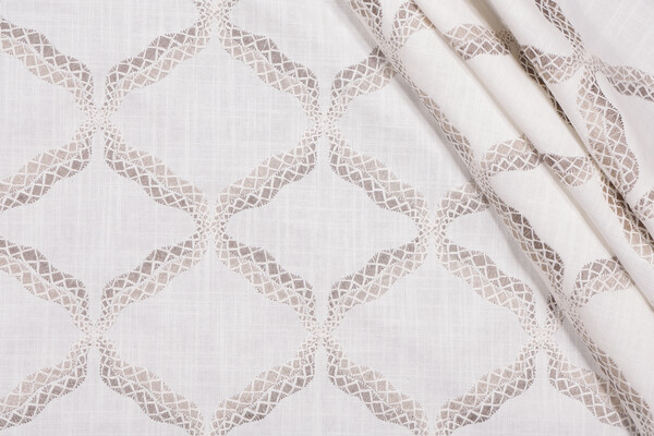 Valiant Fabrics Reign Embroidered Drapery Fabric in Vanilla
