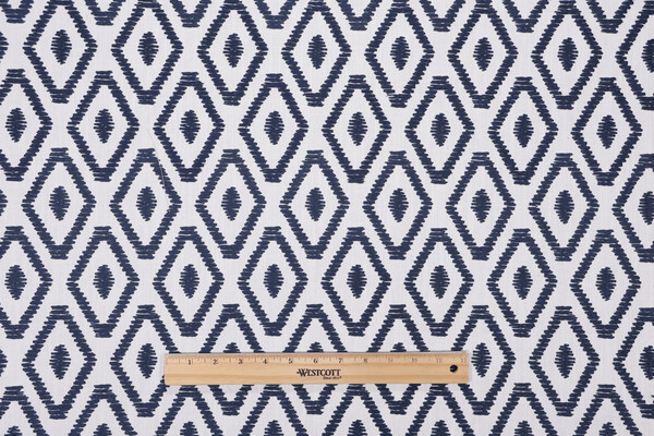 Valiant Fabrics Canyon Embroidered Drapery Fabric in Navy