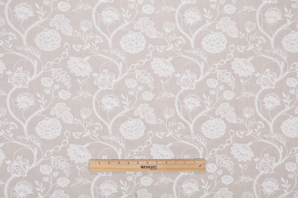 Valiant Fabrics Marissa Embroidered Drapery Fabric in Pebble 