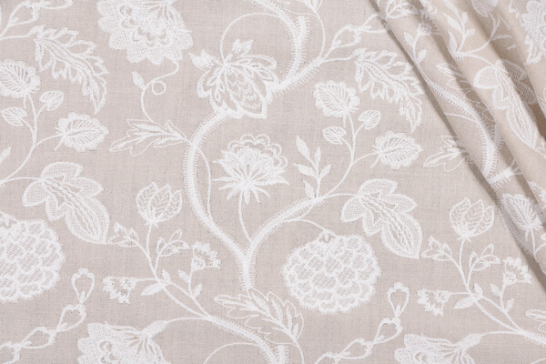 Valiant Fabrics Marissa Embroidered Drapery Fabric in Pebble 