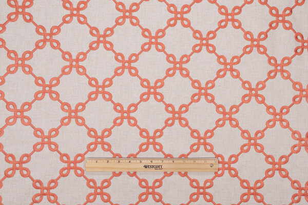 Sample of Valiant Fabrics Legacy Embroidered Drapery Fabric in Spice 