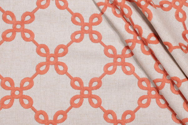 Sample of Valiant Fabrics Legacy Embroidered Drapery Fabric in Spice 