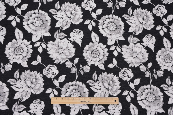 Crypton Anisa High Performance Woven Chenille Upholstery Fabric in Black/Natural