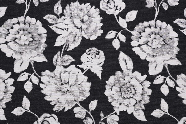 Crypton Anisa High Performance Woven Chenille Upholstery Fabric in Black/Natural