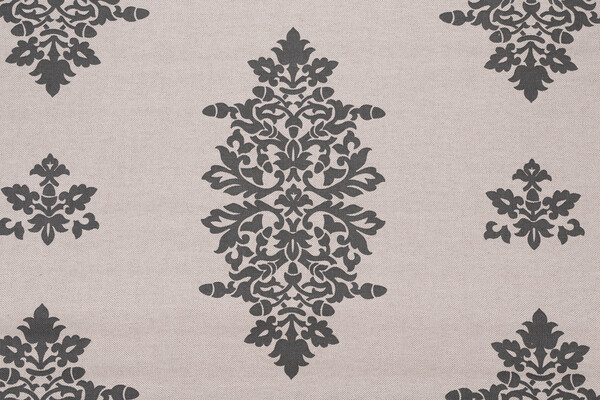 Acorn Filigree Printed Drapery Fabric in Gunmetal