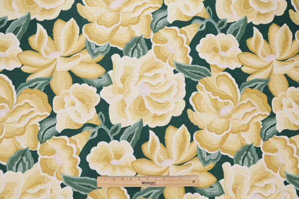Robert Allen O&#39;Keefe Bloom Printed Cotton Drapery Fabric in Golden Hour