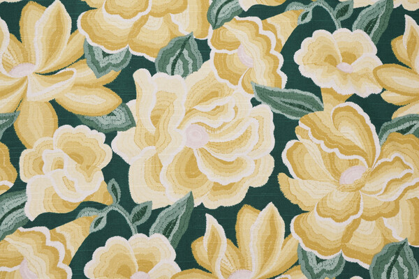 Robert Allen O&#39;Keefe Bloom Printed Cotton Drapery Fabric in Golden Hour