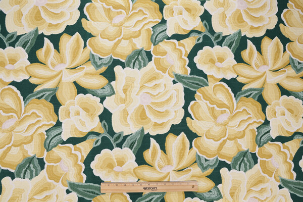 Robert Allen O&#39;Keefe Bloom Printed Cotton Drapery Fabric in Golden Hour